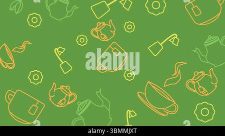 Cups and Flowers Tea Background Stock Vector