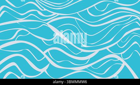 White Wave Lines on Cyan Background Stock Vector