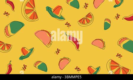 Citrus and taco fiesta background Stock Vector