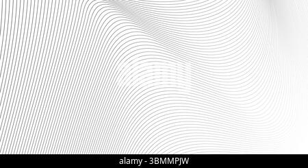 Distorted wave monochrome texture. dynamical rippled surface. Vector mesh grid pattern of lines Stock Vector