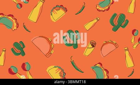 Spicy cactus taco background Stock Vector
