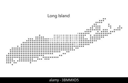 Dotted map of Long Island, New York city, US. Stock Vector