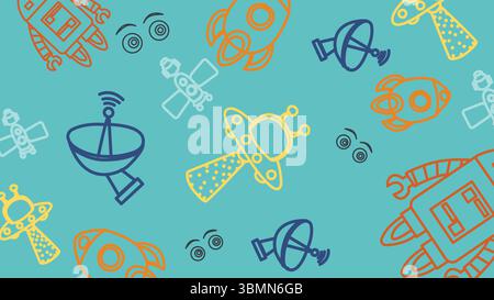 Futuristic satellite and robot background Stock Vector