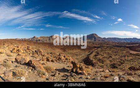 Vast lava fields near the Minas de San Jose, Teide National Park, Tenerife, Spain Stock Photo