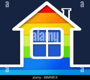 Colorful house on blue background Stock Photo