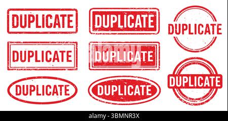 Duplicate Stamp vector set. Duplicate Rubber Stamp design collection. Duplicate Grunge stamp pack. Seal Duplicate. Vector illustration image. Isolated Stock Vector