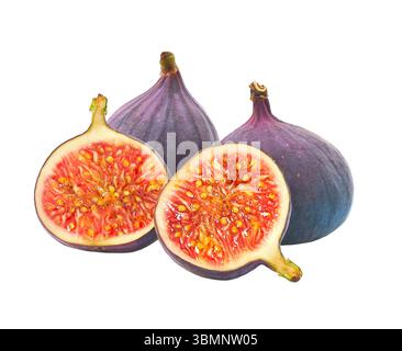 ripe figs isolated on white background, with clipping path. Stock Photo