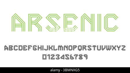 Set of alphabets font letters and numbers modern abstract design with lines vector illustration Stock Vector