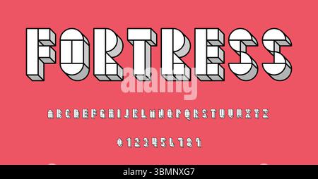 Set of alphabets font letters and numbers modern abstract design with geometric shapes with 3D concept vector illustration Stock Vector