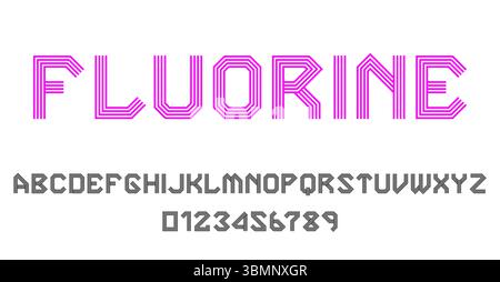 Set of alphabets font letters and numbers modern abstract design with lines vector illustration Stock Vector