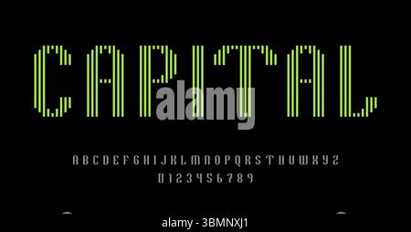 Set of alphabets font letters and numbers modern abstract design with lines vector illustration Stock Vector