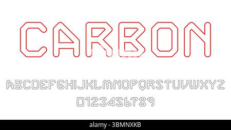 Set of alphabets font letters and numbers modern abstract design with frame vector illustration Stock Vector