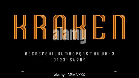 Set of alphabets font letters and numbers modern abstract design with lines vector illustration Stock Vector