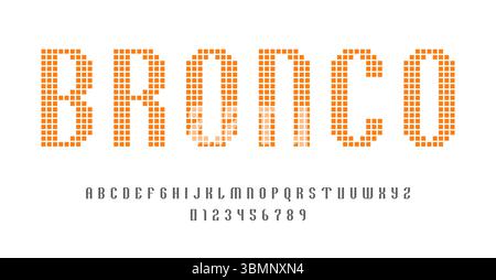 Set of alphabets font letters and numbers modern abstract design with digital pixel concept vector illustration Stock Vector
