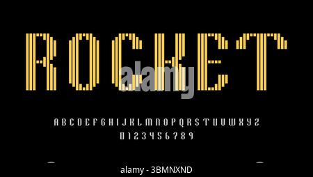 Set of alphabets font letters and numbers modern abstract design with lines vector illustration Stock Vector