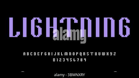 Set of alphabets font letters and numbers modern abstract design with digital pixel concept vector illustration Stock Vector