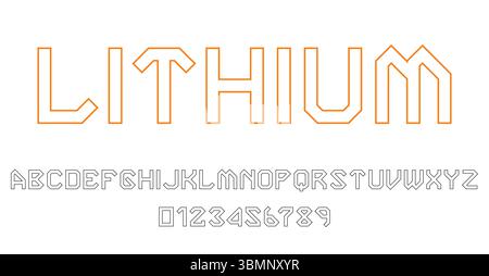 Set of alphabets font letters and numbers modern abstract design with lines vector illustration Stock Vector