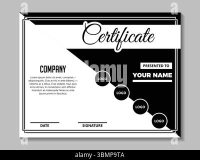 Professional certificate vector template suitable for diplomas, awards and appreciations. Customizable layout with elegant design, suitable for variou Stock Vector
