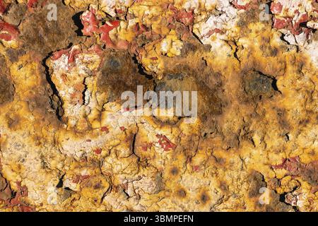 Corrosion and deep crack on the texture of the surface. Peeling paint texture Stock Photo