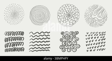 Round scribbles and hand drawn circles. Modern abstract black doodle set. Vector sketch of trendy shapes. Contemporary circular line elements. Pen Stock Vector