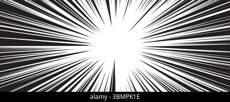 Explosion Burst, Line Radial Flare Glow, Crush Explode Spread Effect. Cartoon Sunburst for Animation, Manga, Pop Art Comics Graphic. Vector Stock Vector