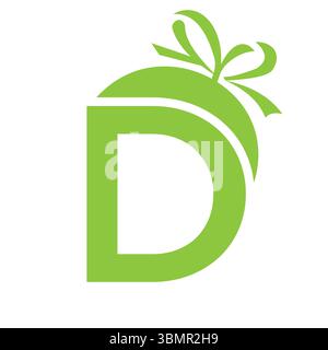 Initial Letter D Gift Logo Design For Event, Anniversary, Birthday and Party Symbol Stock Vector