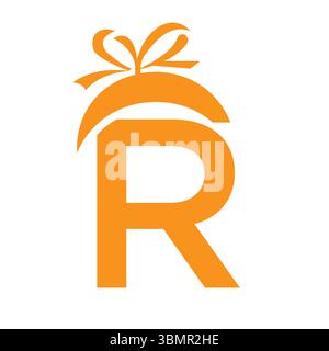 Initial Letter R Gift Logo Design For Event, Anniversary, Birthday and Party Symbol Stock Vector