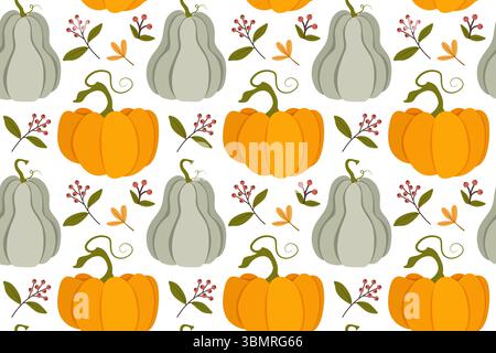 Vector autumn seamless patterns. Illustration with pumpkins, rubber boots, scarf and gloves. Use for paper, cover, gift wrap, fabric Stock Vector
