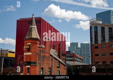 A mix of old and new buildings in Manchester city centre, England. Stock Photo