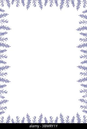 Flourish frame with monochrome elements. Trendy botany graphic template. Grass empty frame box. Hand drawn vector illustration isolated on white backg Stock Vector