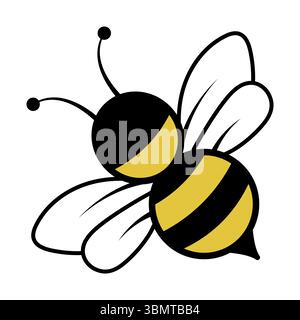 Cute Cartoon Bee Vector Illustration. This vector illustration features a delightful cartoon style bee, depicted in a simple yet expressive design. Stock Vector