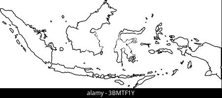 vector map of Indonesia isolated on a transparent background, Detailed map of Indonesia Stock Vector