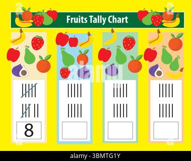 Fruits Tally Chart (Vector Design) Stock Vector