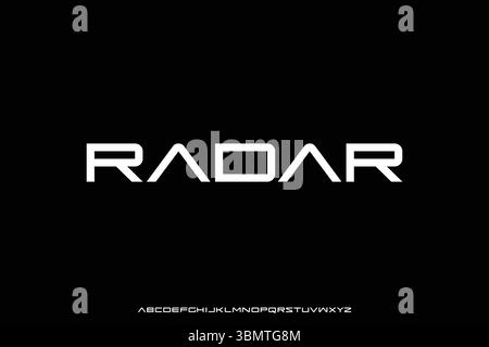 Wide modern futuristic radar alphabet display font vector Stock Vector