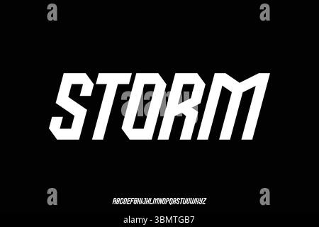 Strong bold slant storm alphabet display font vector illustration Stock Vector