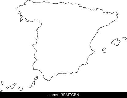 vector map of Spain isolated on a transparent background, Detailed map of Spain Stock Vector