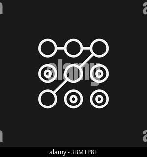 Mobile Pattern Lock Screen Icon with Connecting Dots Grid for Smartphone Security, User Authentication, and Device Access Stock Vector