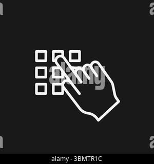 Enter PIN Code Icon with Hand Pressing Button on Keypad for ATM Security, Password Authentication, and Device Access Stock Vector