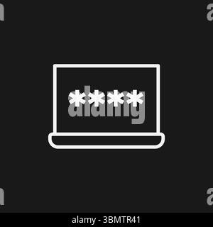 Laptop Password Entry Icon with Hidden Asterisks on Screen for Secure User Login and Private Account Authentication Stock Vector