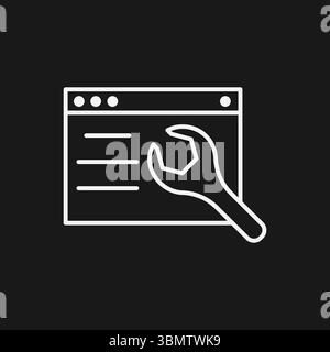 Website Development and Technical Maintenance Tools for Web Application Support, Software Configuration, and Browser Repair Icon Stock Vector