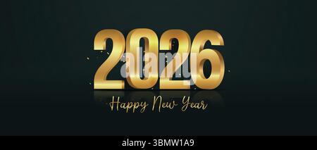 2026 Happy New Year Background Design. Greeting Card, Banner, Poster. Vector Illustration Stock Vector