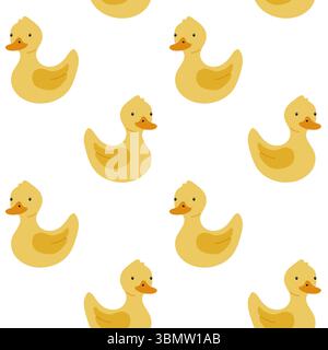 Cute yellow ducklings pattern on a white background perfect for various design projects Stock Vector