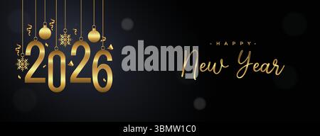 2026 Happy New Year Background Design. Greeting Card, Banner, Poster. Vector Illustration Stock Vector