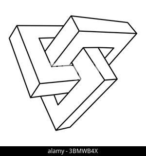 Impossible shapes. Optical illusion objects. Vector illustration isolated on a white. Sacred geometry figure. Shape on a white background. Optical art Stock Vector