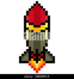 Missile in pixel art style Stock Vector
