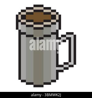 Coffee mug with pixel art Stock Vector