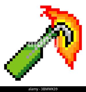 Molotov cocktail in pixel art style Stock Vector