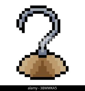 Pirate hook with pixel art Stock Vector