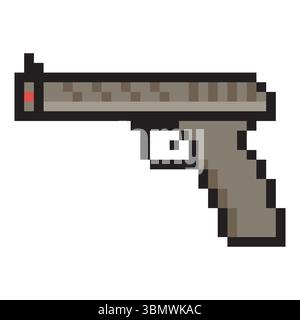 Pistol in pixel art style Stock Vector