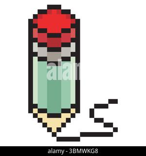 Pencil in pixel art style Stock Vector